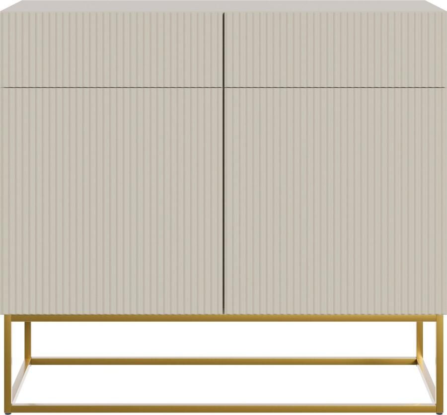 Selsey Veldio Dressoir 2-deurs 100 cm Grijsbeige met gouden poten
