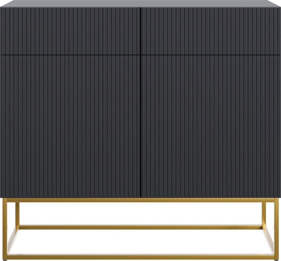 Selsey Veldio Dressoir 2-deurs 100 cm Zwart met gouden poten