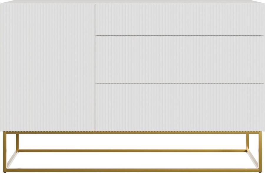 Selsey Veldio Dressoir 3-lades 140 cm Wit met gouden poten