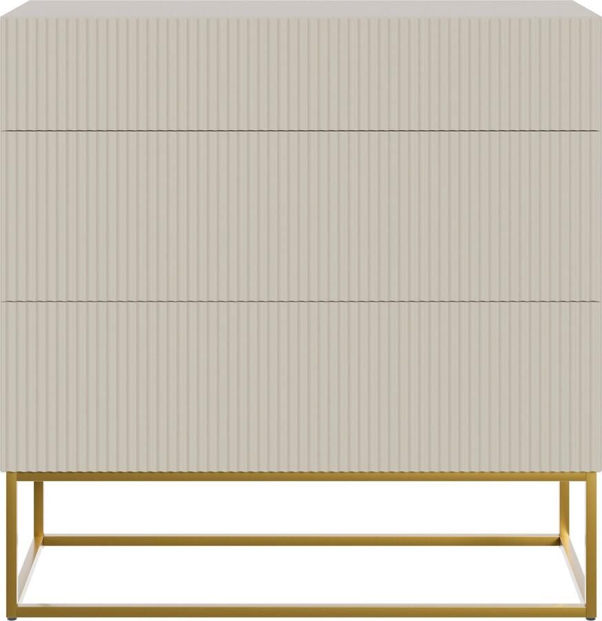 Selsey Veldio Dressoir 3-lades 90 cm Grijsbeige met gouden poten