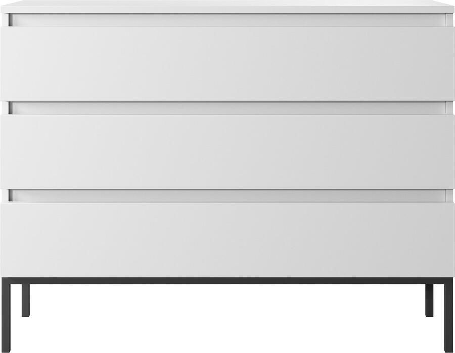 Selsey Veldio Dressoir met drie lades 90 cm Wit met zwarte poten - Foto 2