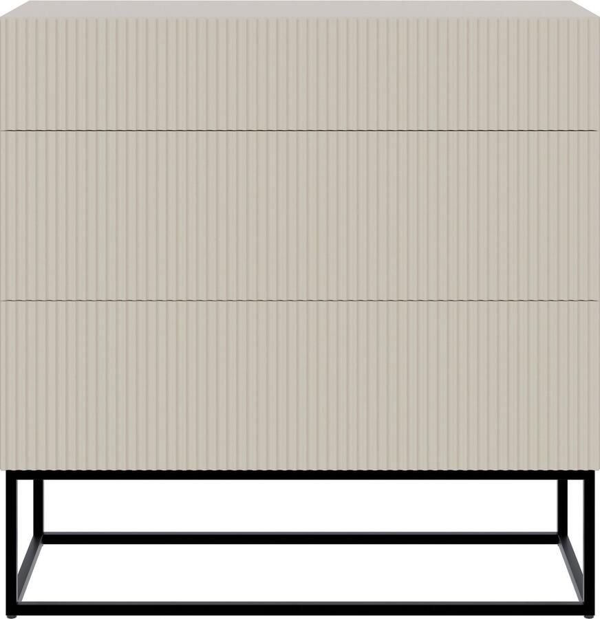 Selsey Veldio Dressoir met drie lades 90 cm Grijsbeige met zwarte poten