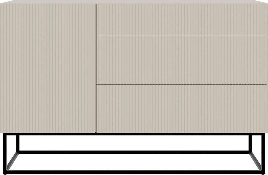 Selsey Veldio Dressoir 3-lades 140 cm Grijsbeige met zwarte poten