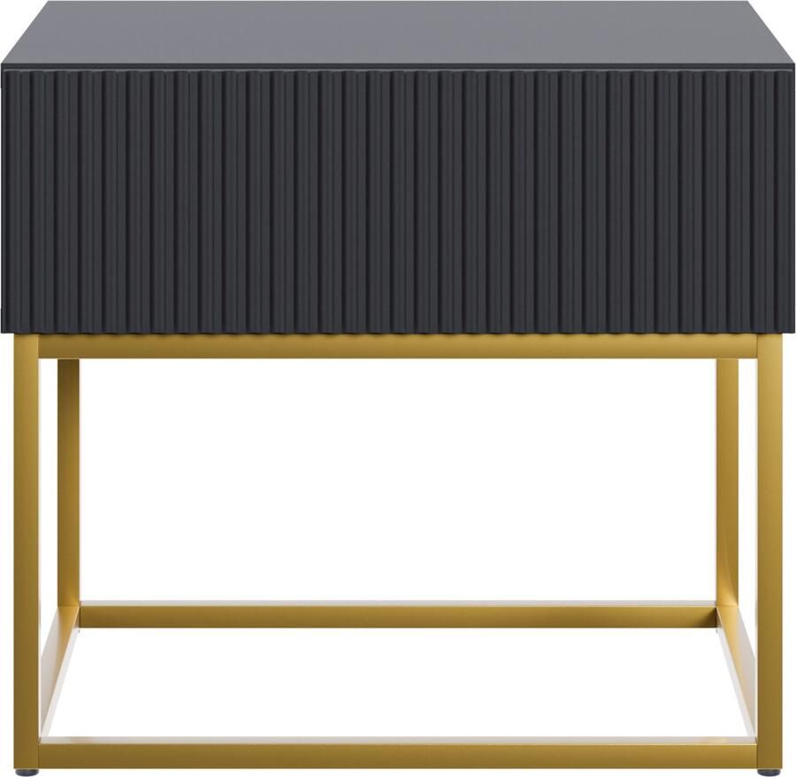 Selsey Veldio Nachtkastje 50 cm Zwart met gouden poten