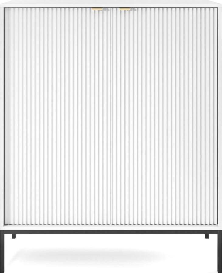 Selsey Vellore Hoge ladekast wit met gecanneleerde fronten en gouden handgrepen