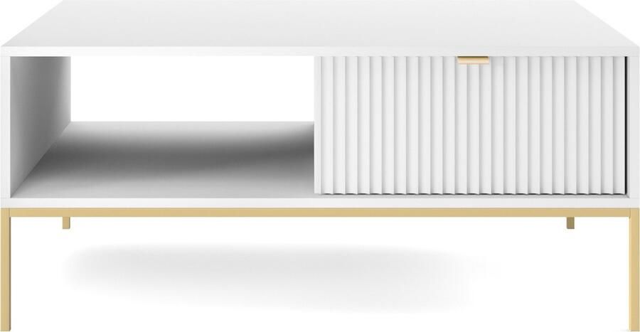 Selsey Vellore Koffiebank 104x68 cm wit met geribbelde voorkant en goud frame