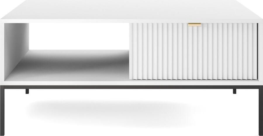 Selsey Vellore Koffiebank 104x68 cm wit met geribbelde voorkant en gouden handgreep