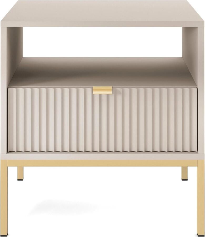 Selsey Vellore Nachtkastje met geribbelde front gouden frame 54 cm Beige