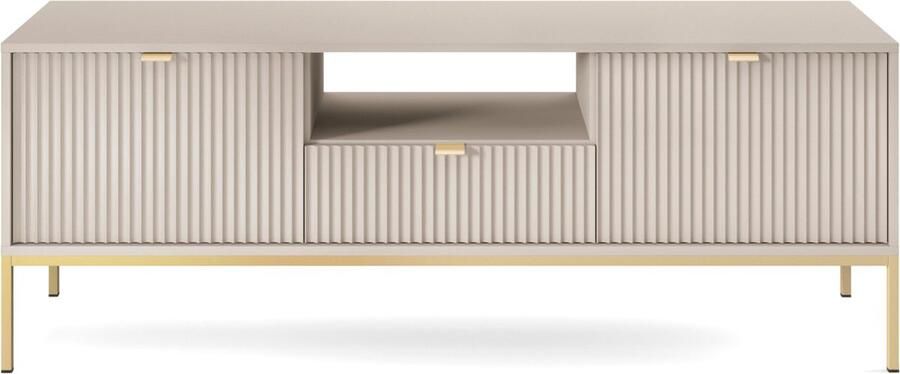 Selsey Vellore TV-meubel met geprofileerde fronten Gouden frame 154 cm Beige