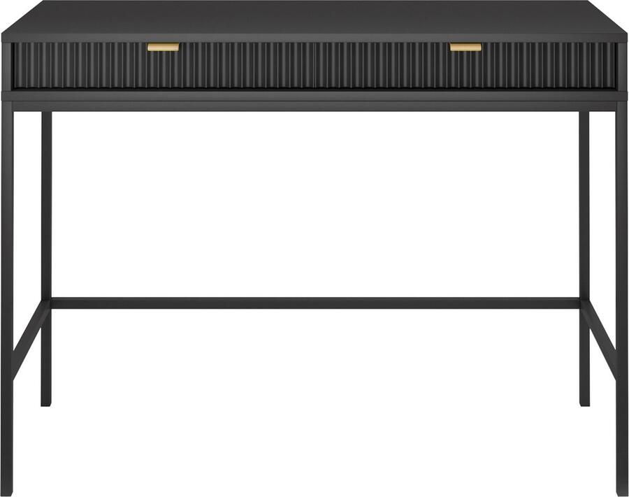 Selsey Vellore Toilettafel 104 cm zwart met geribbelde fronten en gouden handgrepen