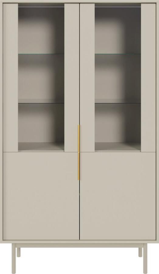 Selsey Viviaro Tweedelige vitrinekast 104 cm Grijsbeige