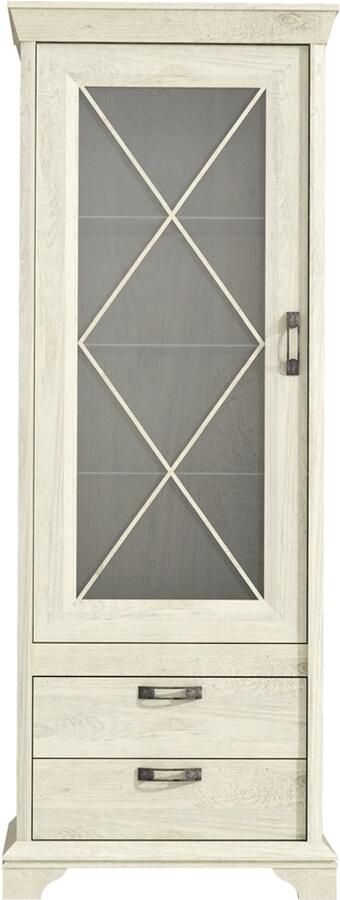 Selsey Xisto Vitrinekast met één deur en twee lades Witte den