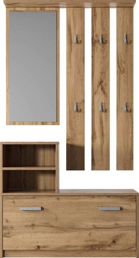 Selsey Yesfir Hal set met spiegel Eiken Wotan