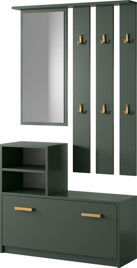 Selsey Yesfir Hal set met spiegel Flessengroen