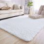 Selwo Vloerkleden slaapkamer pluizig zacht hoogpolig tapijt anti-slip tapijt woonkamer moderne tapijten wasbaar (wit 135 x 185 cm) - Thumbnail 1