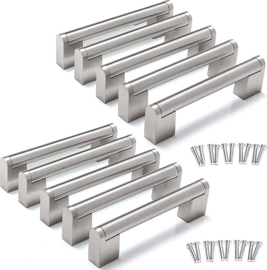 Sens Design handgreep RVS zilver rond met hoek 128mm Ø 14mm 10 stuks