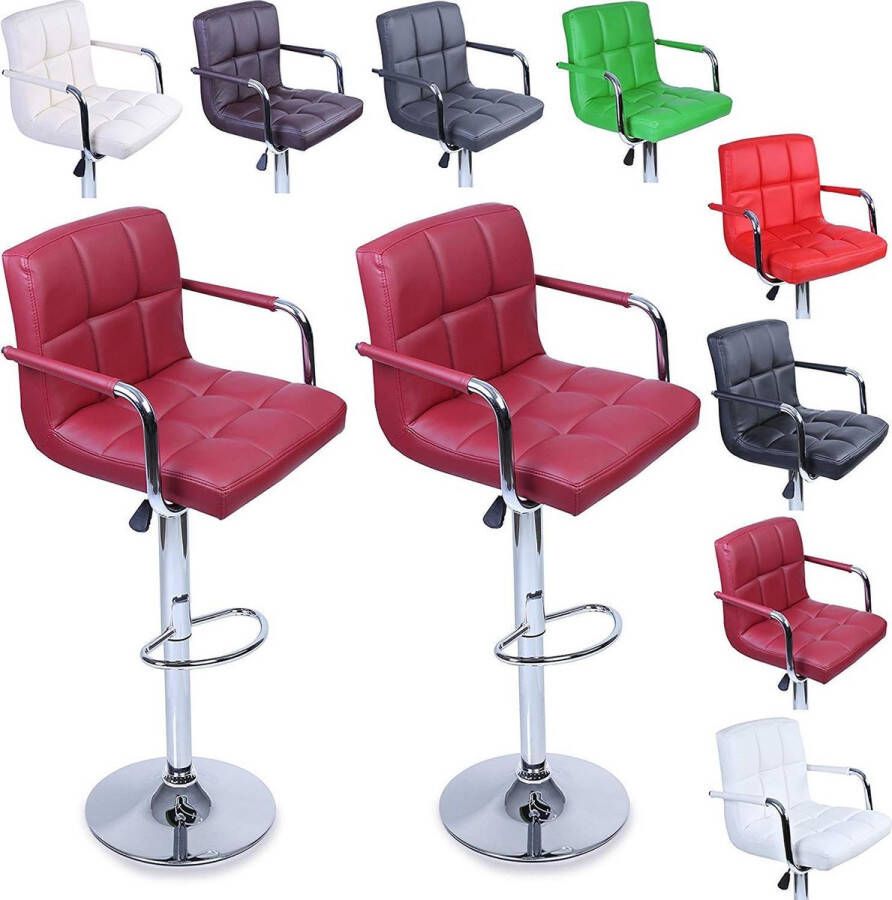Tresko -Barkruk set van 2-wijnrood- bar stoel- aanrecht kruk- keukenkruk- lounge stoel - Foto 2