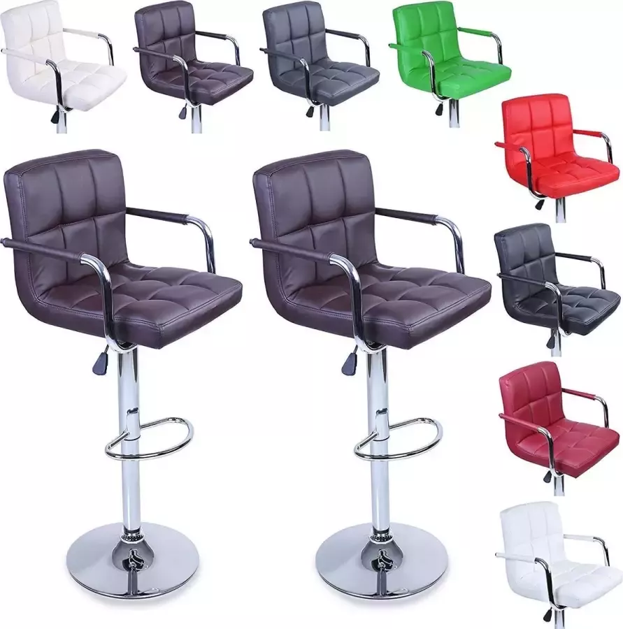 Tresko -Barkruk set van 2-bruin- bar stoel- aanrecht kruk- keukenkruk- lounge stoel - Foto 2