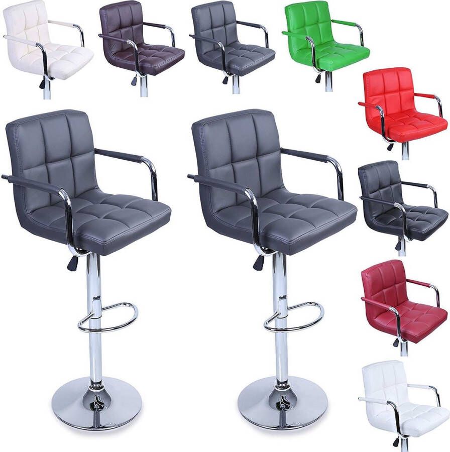 Tresko -Barkruk set van 2-grijs- bar stoel- aanrecht kruk- keukenkruk- lounge stoel