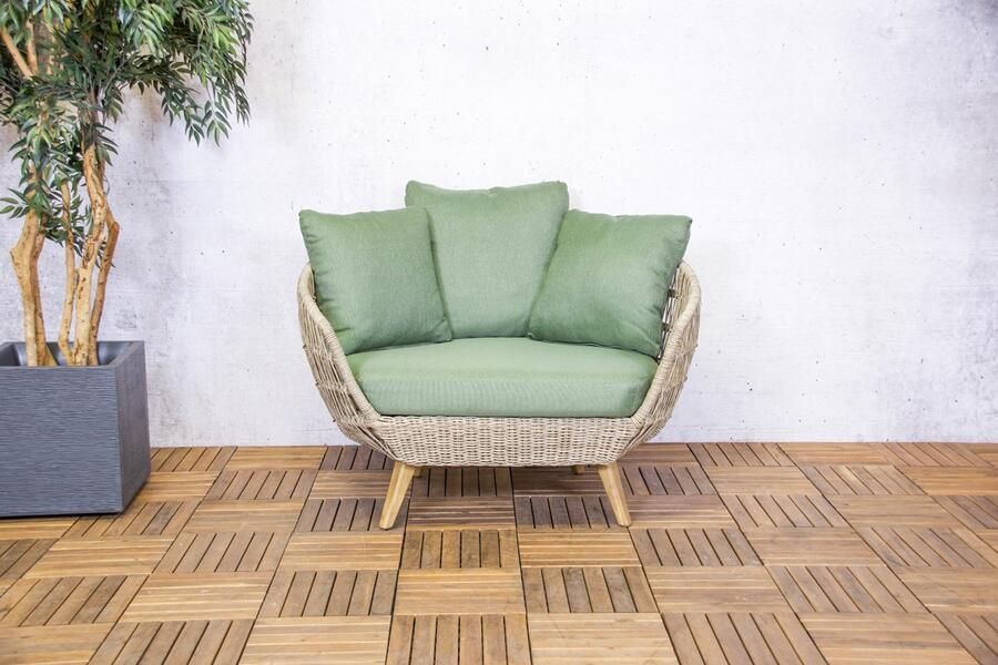 SenS-Line Loungestoel Groen Aluminium & Acaciahout 115x96x78 cm Loungestoel San Marino