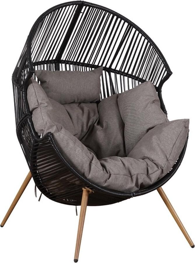 SenS-Line Loungestoel Zwart Staal & Wicker 98x90x142 cm Loungestoel Viking