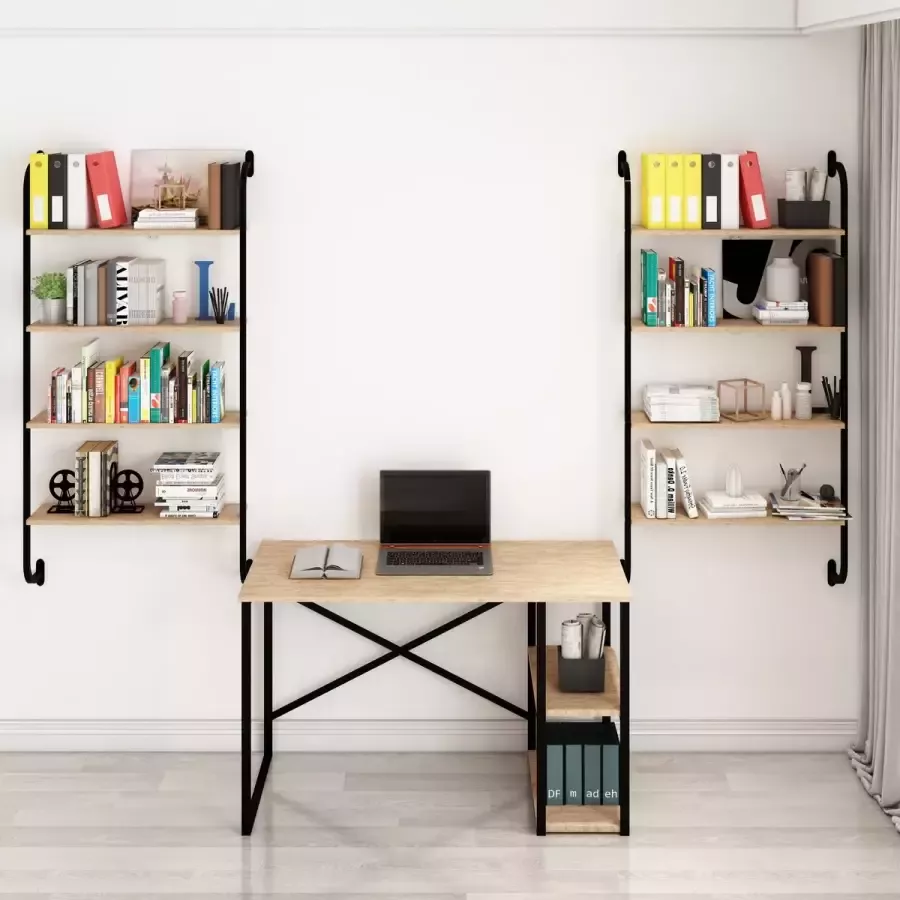 Sensa Boekenrek Kasten Wandrek industrieel Kantoor Stellingkast -Rekje -Boekenrek Rek 150x64x20 Licht walnoot (van Atlantisch)