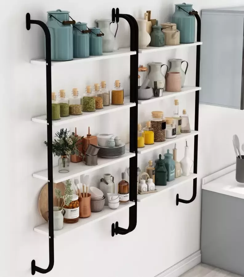 Sensa kast kastje Kasten Wandrek Stellingkast -Rekje -Boekenrek opbergkasten met deuren Keukenkast Keuken -Keukenrek rek 150x64x20 Wit