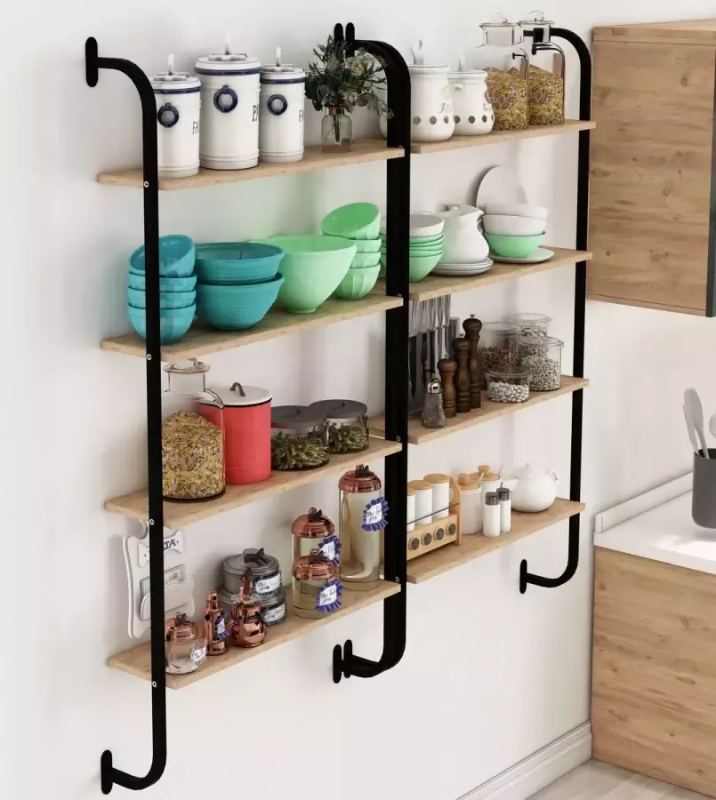 Sensa Kasten Wandrek Stellingkast -Rekje -Boekenrek -Keukenkast Keuken -Keukenrek rek 150x64x20 Licht walnoot (Atlantisch den)