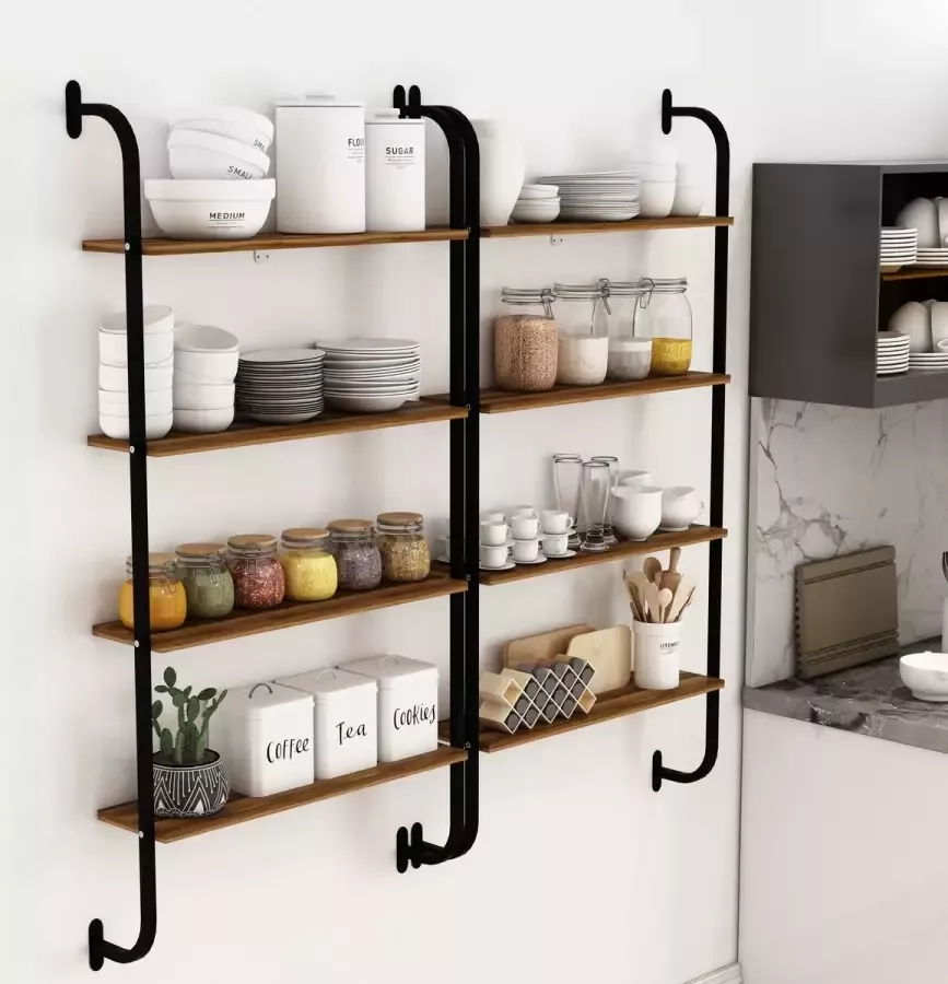 Sensa Keukenkast Wandkast Vitrinekast Kasten Wandrek Stellingkast -Keukenrek 150x64x20 Okkernoot