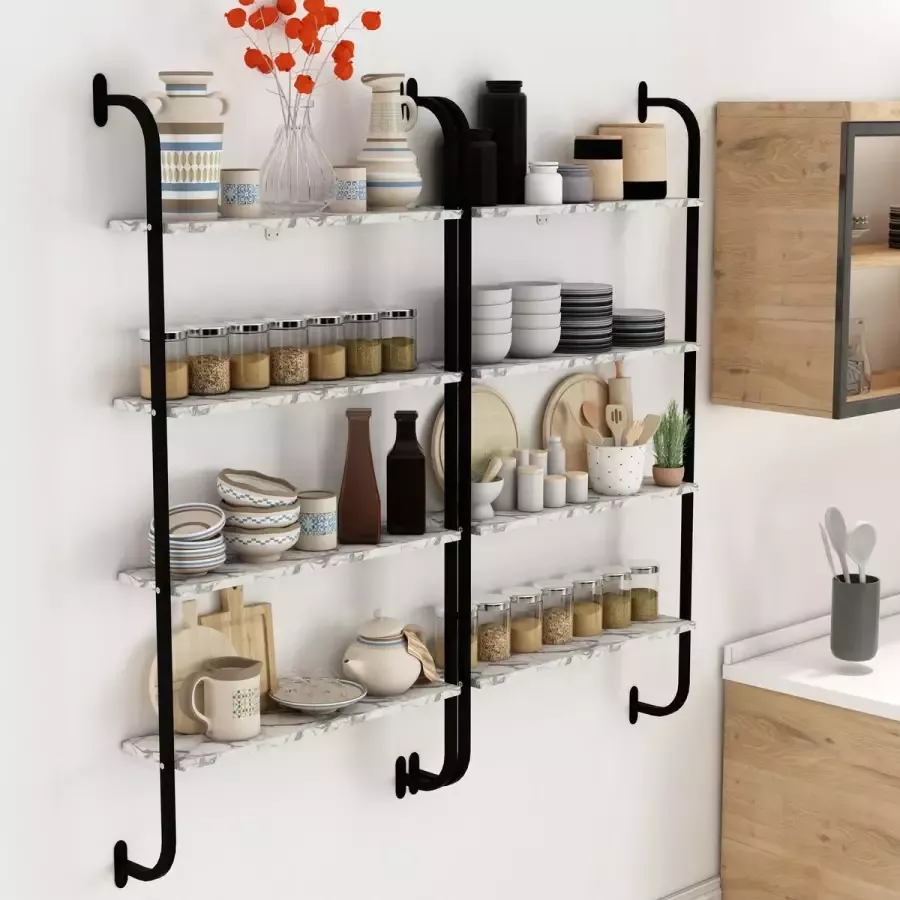 Sensa Keukenkast Wandkast Vitrinekast Kasten Wandrek Stellingkast -Keukenrek 150x64x20 Wit Marmer