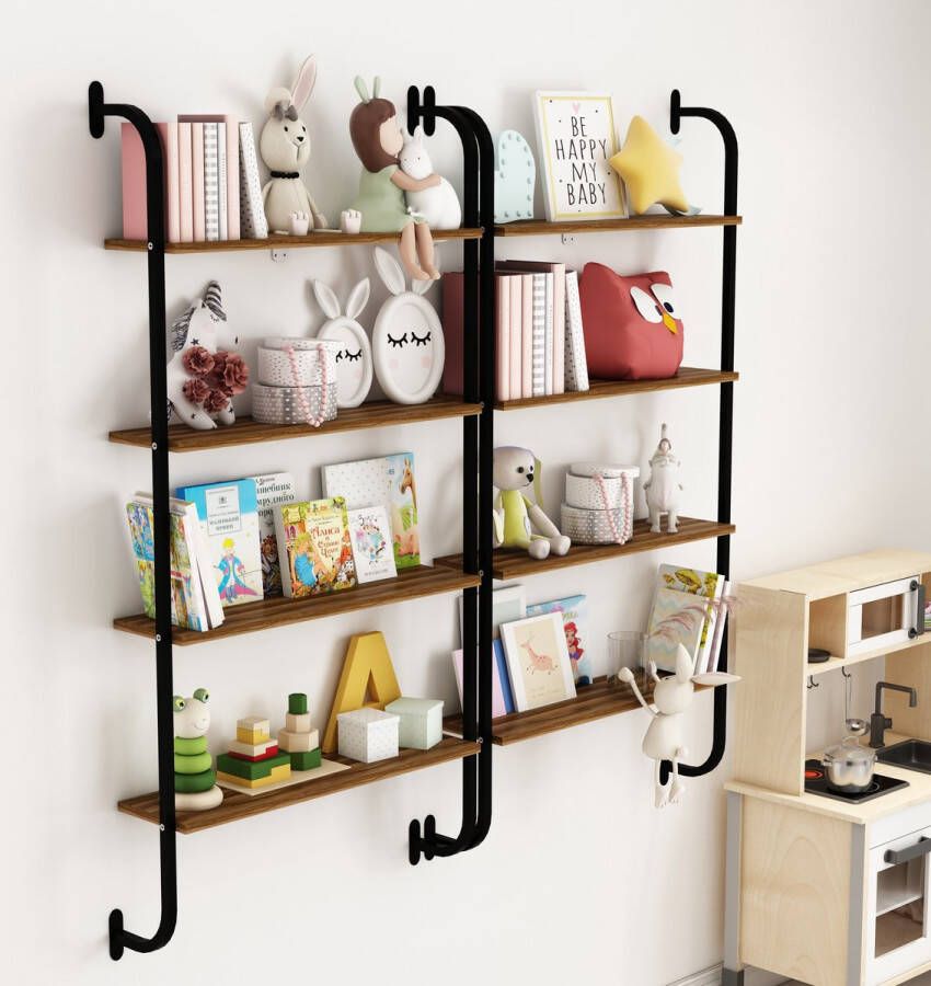 Sensa Kinder kast wandrek industrial boekenkast kasten boekenkast kind boekenrek kind wandrek wandplank boekenrek kinderkamer boekenrek boekenkast kinderen wandkast 150x64x20 Wit Marmer