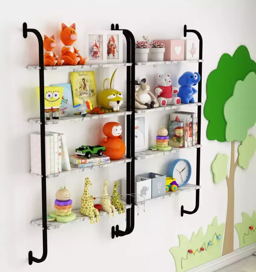 Sensa Kinder kast wandrek industrial boekenkast kasten boekenkast kind boekenrek kind wandrek wandplank boekenrek kinderkamer boekenrek boekenkast kinderen wandkast 150x64x20 Licht walnoot (Atlantisch den)