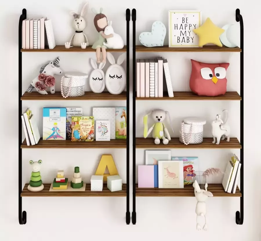 Sensa Wandkast Vitrinekast Kinderkast Boekenkast Kasten Wandrek Wandplank 150cmx64cmx20cm Okkernoot