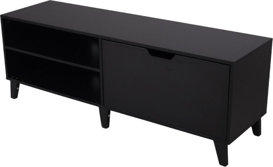 SensaHome Antieke Houten TV-kast Klassiek Elegant Robuust Scandinavisch Design 140x40x50cm Zwart