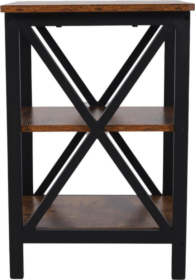 SensaHome Antieke houten vierkante tafel Nachtkastje 3 Laags 40x40x60cm Hout
