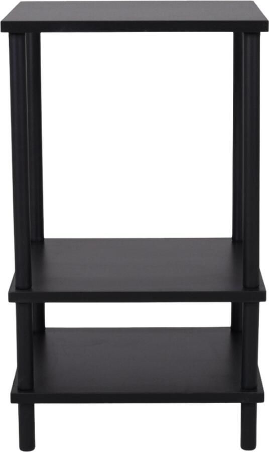 SensaHome Bijzettafel Ronde Poten Antieke Houten Vierkante Pijp Drielaags Plank 34x29 2x58cm Zwart