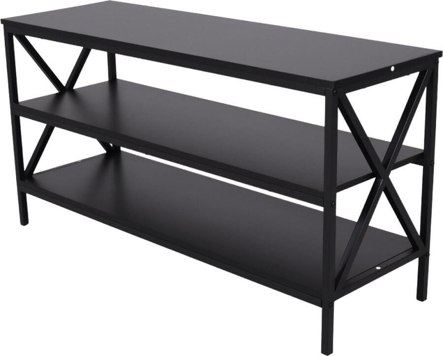 SensaHome TV Meubel Vintage Industriele Houten TV Kast met Stalen Frame 3 Laags met Opbergplanken 120x40x62 5cm Zwart