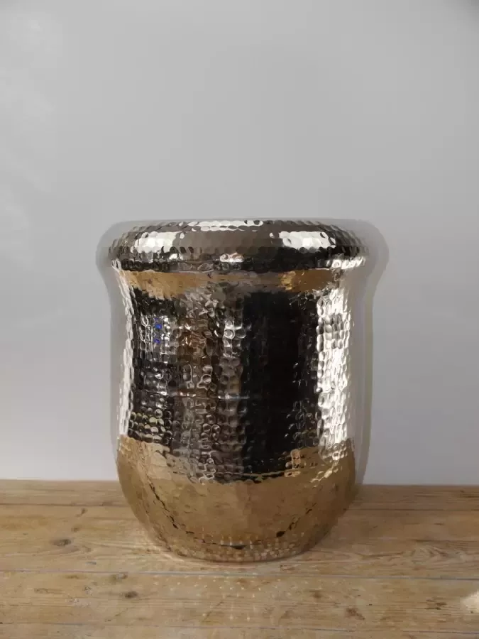Sense Hocker- Bijzettafel zilver aluminium Poef aluminium Gepolijst