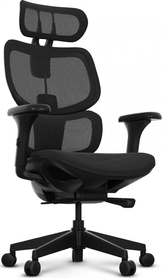 SENSE7 NOBU ergonomische Bureaustoel Verstelbare rugleuning Armleuningen en hoofdsteun comfortabel en duurzaam tot 190 cm en 130 kg zwart