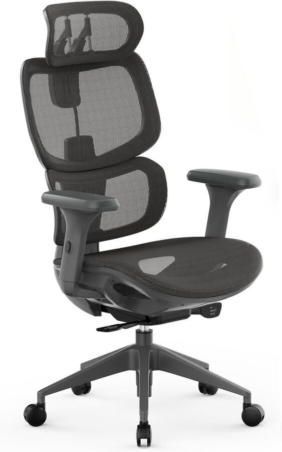 SENSE7 NOBU Ergonomische Bureaustoel Verstelbare Rugleuning Armleuningen en Hoofdsteun Comfortabel en Duurzaam Bureau Stoel tot 190 cm en 130 kg Bureaustoelen voor Volwassenen Wit