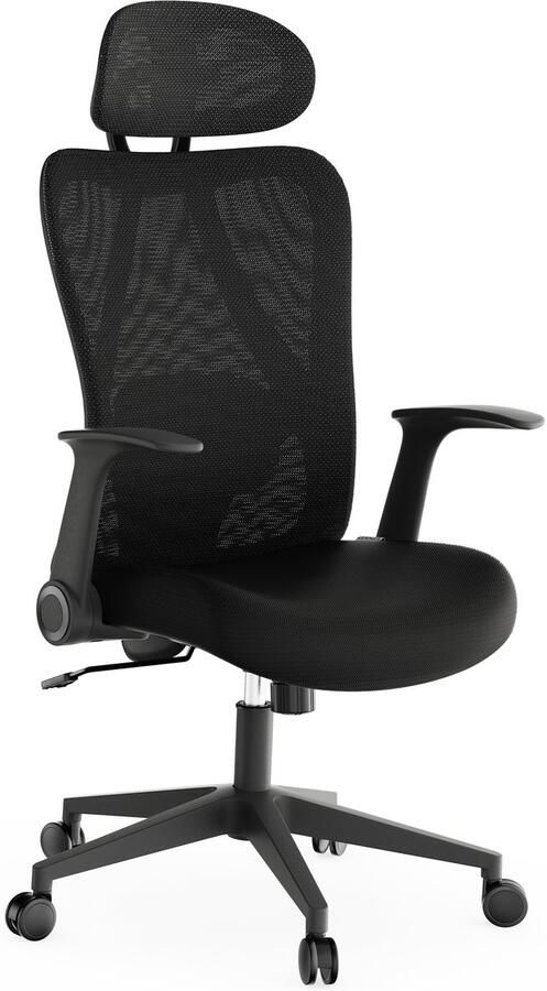 SENSE7 Noxo Bureaustoel Verstelbare Armleuningen Totale hoogte: 115-124 5 cm Verstelbare Rugleuning Ergonomisch verstelbaar hoofdsteun Verstelbare Hoogte Zwart