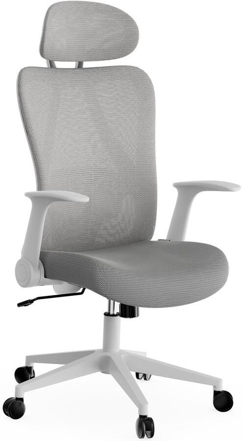 SENSE7 Noxo Bureaustoel Verstelbare Armleuningen Totale hoogte: 115-124 5 cm Verstelbare Rugleuning Ergonomisch verstelbaar hoofdsteun Verstelbare Hoogte Wit-grijs