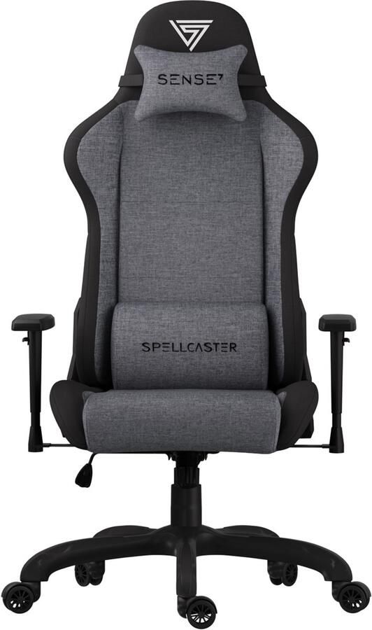 SENSE7 Spellcaster FUKU Ergonomische bureaustoel Gamingstoel nek- en lendenkussen In hoogte verstelbaar Ademend materiaal Duurzaam en comfortabel Maximale belasting 150 kg Tot 185 cm lang Kleur zwart en grijs