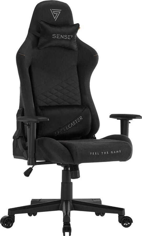 SENSE7 Spellcaster Senshi Ergonomische bureaustoel Gamingstoel nek- en lendenkussen In hoogte verstelbaar Ademend materiaal Duurzaam en comfortabel Maximale belasting 150 kg tot 185 cm lang zwart