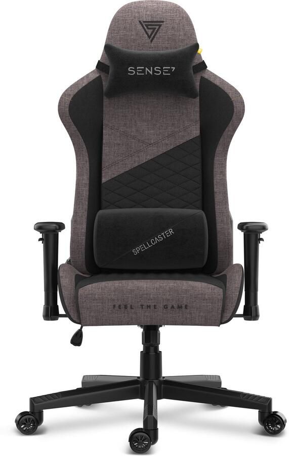SENSE7 Spellcaster Senshi Ergonomische bureaustoel Gamingstoel nek- en lendenkussen In hoogte verstelbaar Ademend materiaal Duurzaam en comfortabel Maximale belasting 150 kg tot 185 cm lang Zwart en grijs - Foto 2