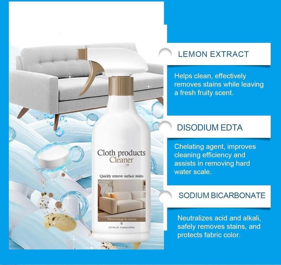 Senza Marchio 1 PCS Wash-Free Cleaner Spray for Sofa 500ml Couch Cleaner for Fabric Upholstery Cleaner for Furniture Car Fabric Seat Cleaner Mattress Cleaner and Stain Remover