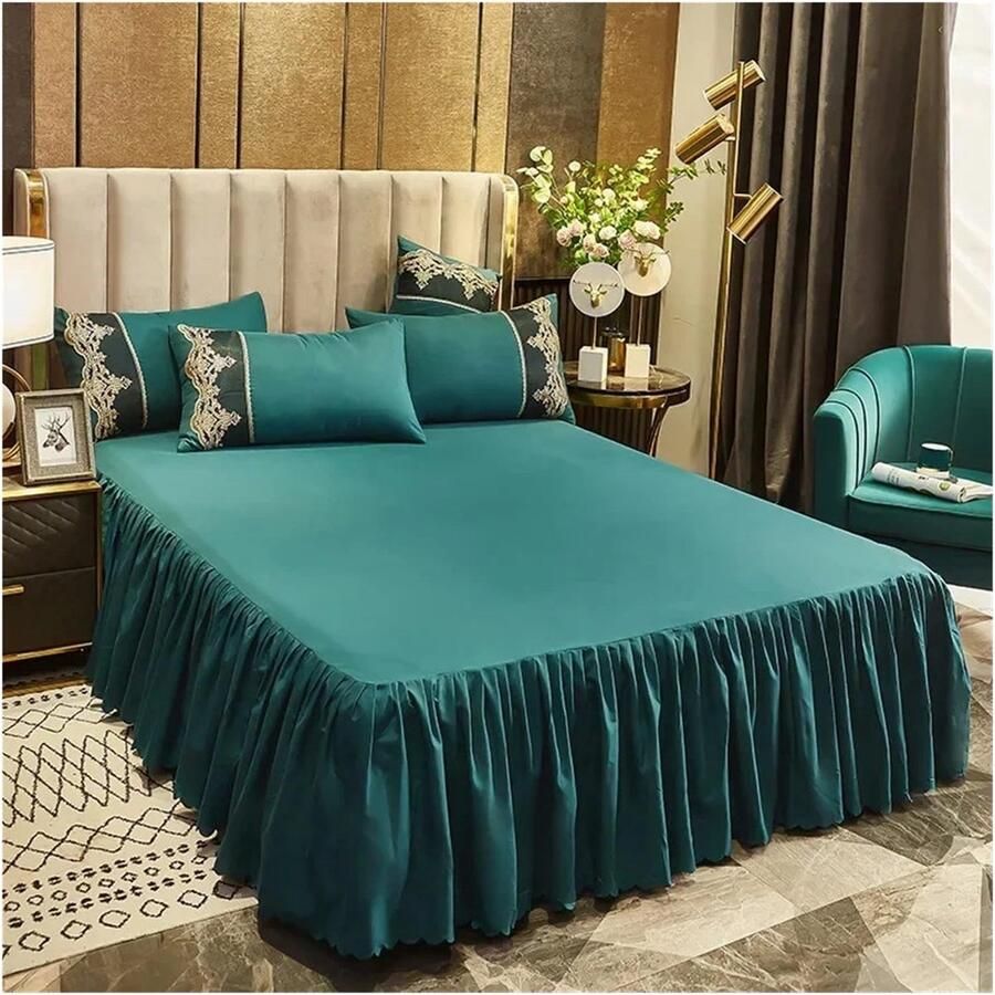 Senza Marchio 1 stuk bedrok in effen kleur bedrok ruches bedrok hoes slaapkamer bed hoes bedrok antislip matrashoes bedlaken sprei (grijs 1 stuk 150 cm x 200 cm)