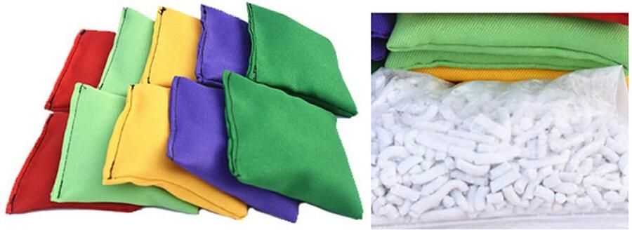 Senza Marchio 10 stuks zitzakken gooien grappige zitzakken cornh-ole tas bonenzakjes Toss Game zitzak Bean Bag werpspel voor kinderen PE sensorische jongleer sportopleiding (willekeurige kleur)