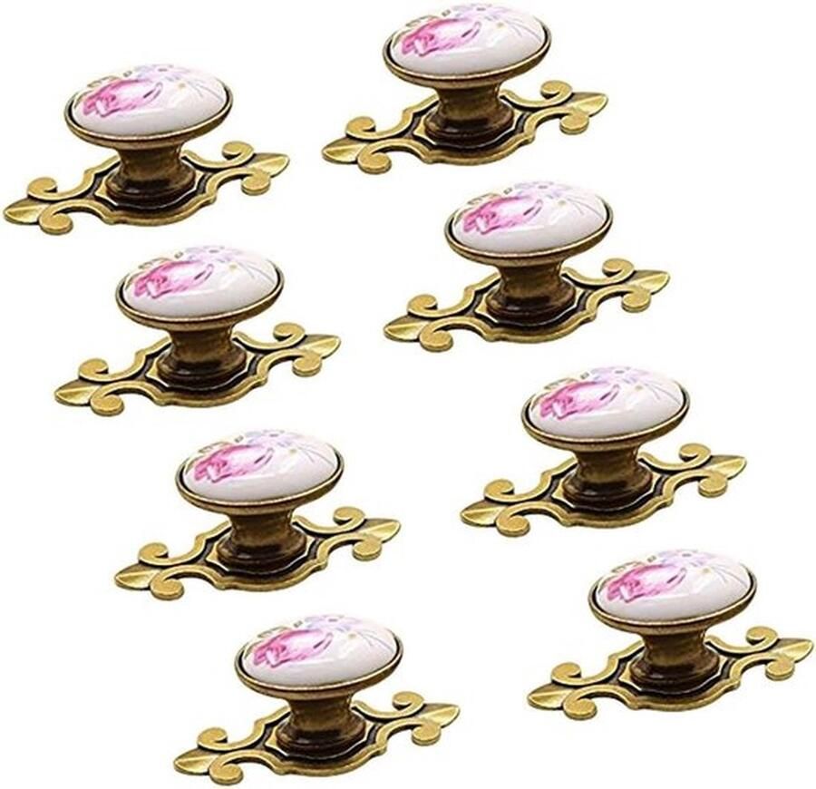 Senza Marchio 10 vintage ladeknoppen kastknoppen meubelknop kastgrepen deurknoppen knop voor kast lade van keramiek (brons-tulp)