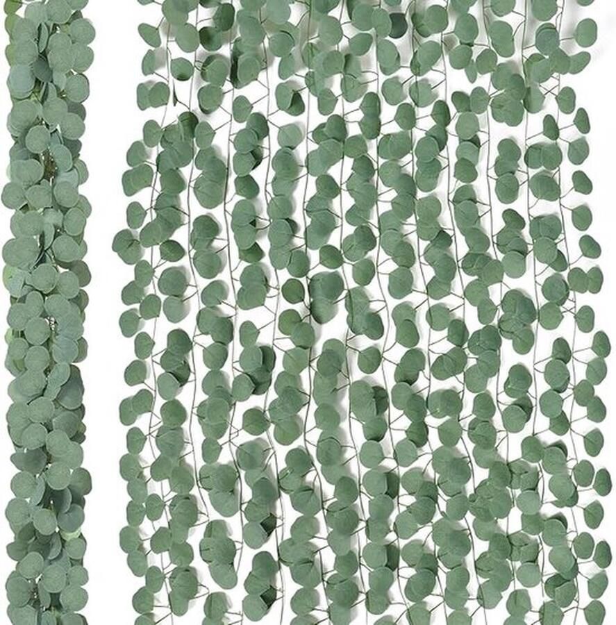 Senza Marchio 12 STKS Eucalyptus Slinger Kerst Kunstmatige Eucalyptus Wijnstokken 200cm Zijde Faux Groen Slinger Krans Nep Klimop Groen Gebladerte Opknoping Planten voor Bruiloft Boog Party Tafel